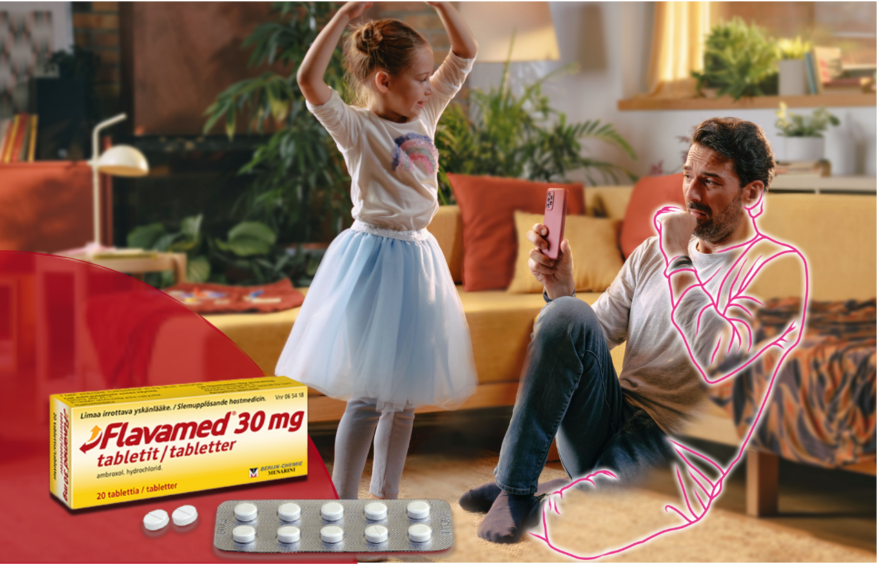 Father and daughter moment, Father starts to cough